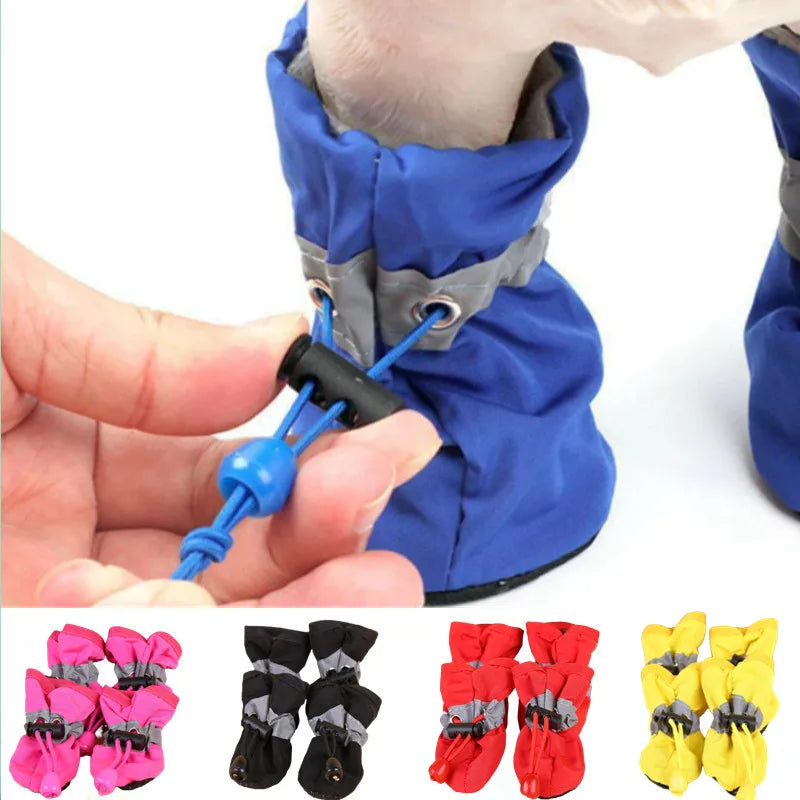 4pcs Waterproof Dog Shoes - Anti-Slip Rain Boots for Small Dogs & Cats - PetsiePaws Co.