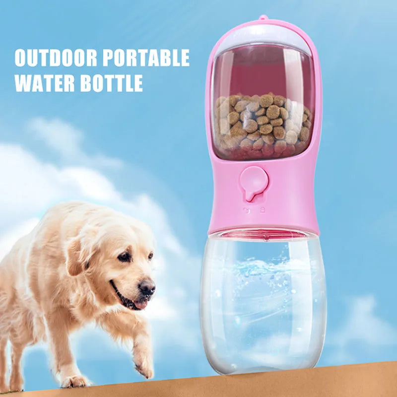 2-in-1 300ml Portable Pet Water Bottle with Food Dispenser - PetsiePaws Co.