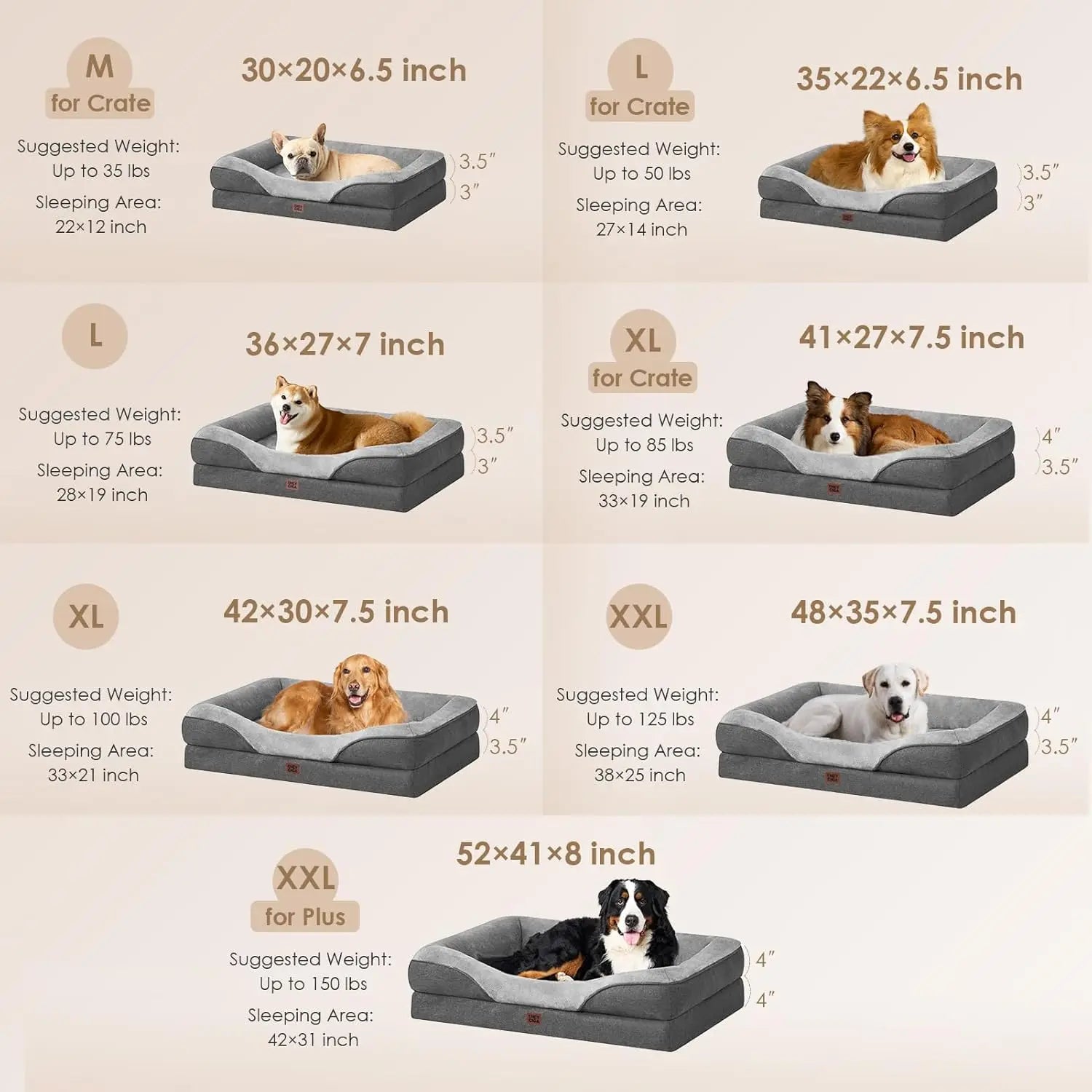 XL Memory Foam Dog Bed, Orthopedic Pet Sofa with Waterproof Liner & Removable Cover, 42x30x7.5 Inch, Grey - PetsiePaws Co.