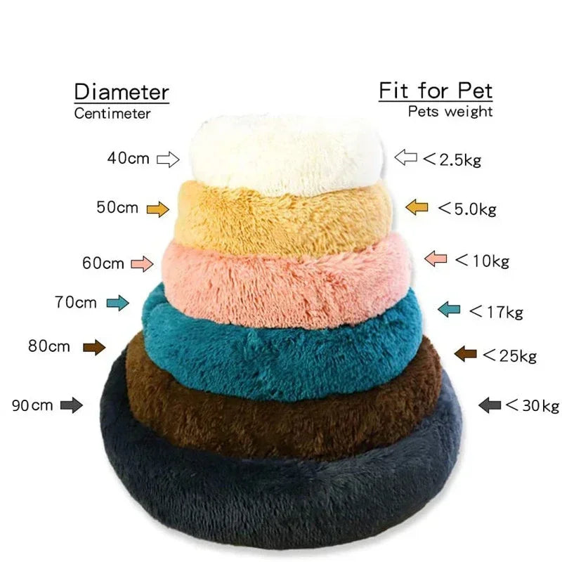 Super Soft Plush Pet Cat Bed - Full Size Washable Donut Bed for Comfortable Sleep, Calm & Cozy Sleeping - PetsiePaws Co.