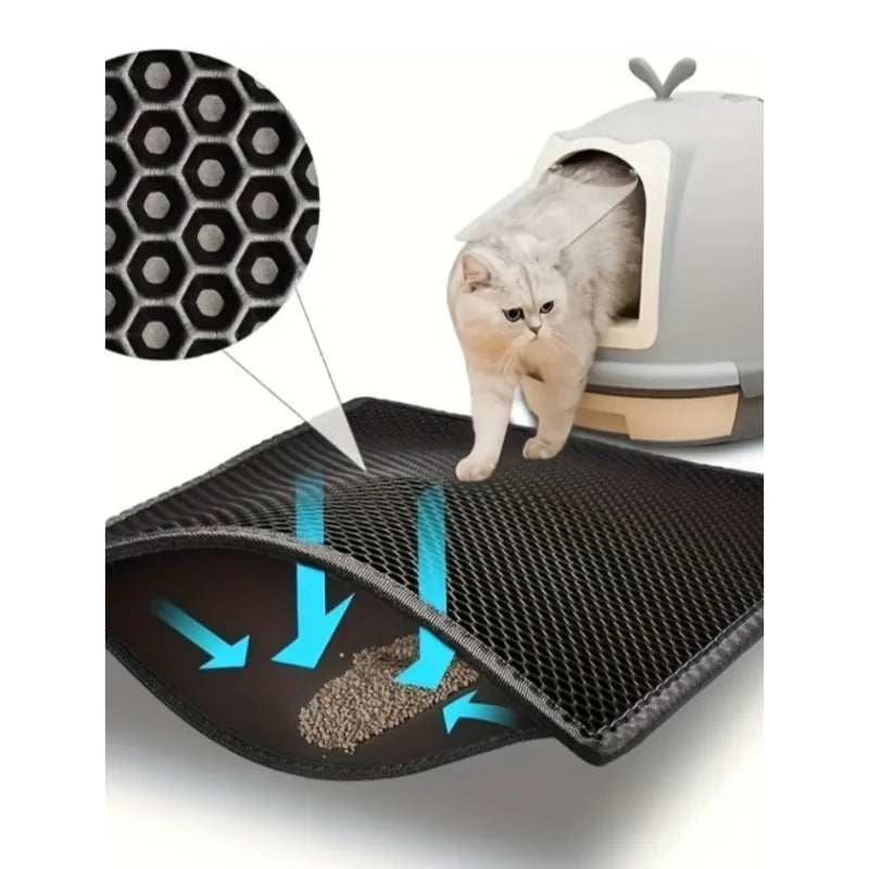 Waterproof Non-Slip Cat Litter Mat with Double Layer and Easy-to-Clean Design - PetsiePaws Co.