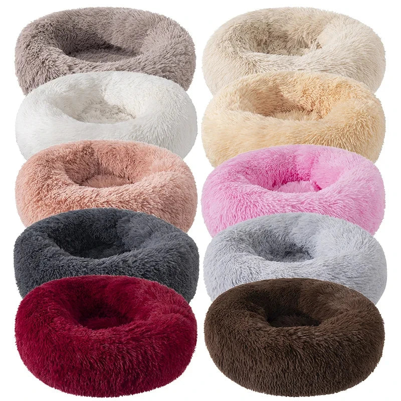Super Soft Plush Pet Cat Bed - Full Size Washable Donut Bed for Comfortable Sleep, Calm & Cozy Sleeping - PetsiePaws Co.