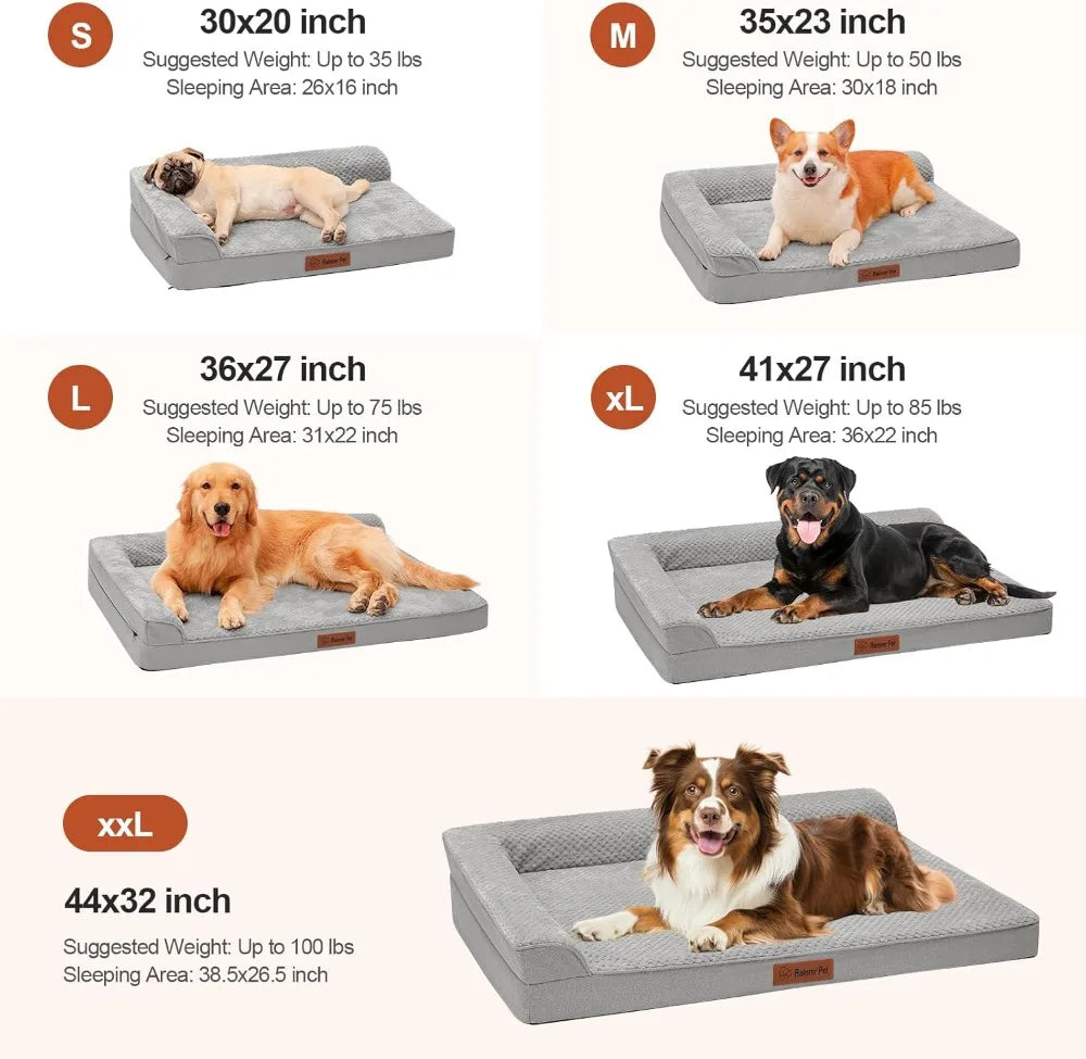 Medium Orthopedic Dog Bed, 35x23x6 Inches Memory Foam Pet Mattress with Washable Cover, Non-Slip Base - PetsiePaws Co.