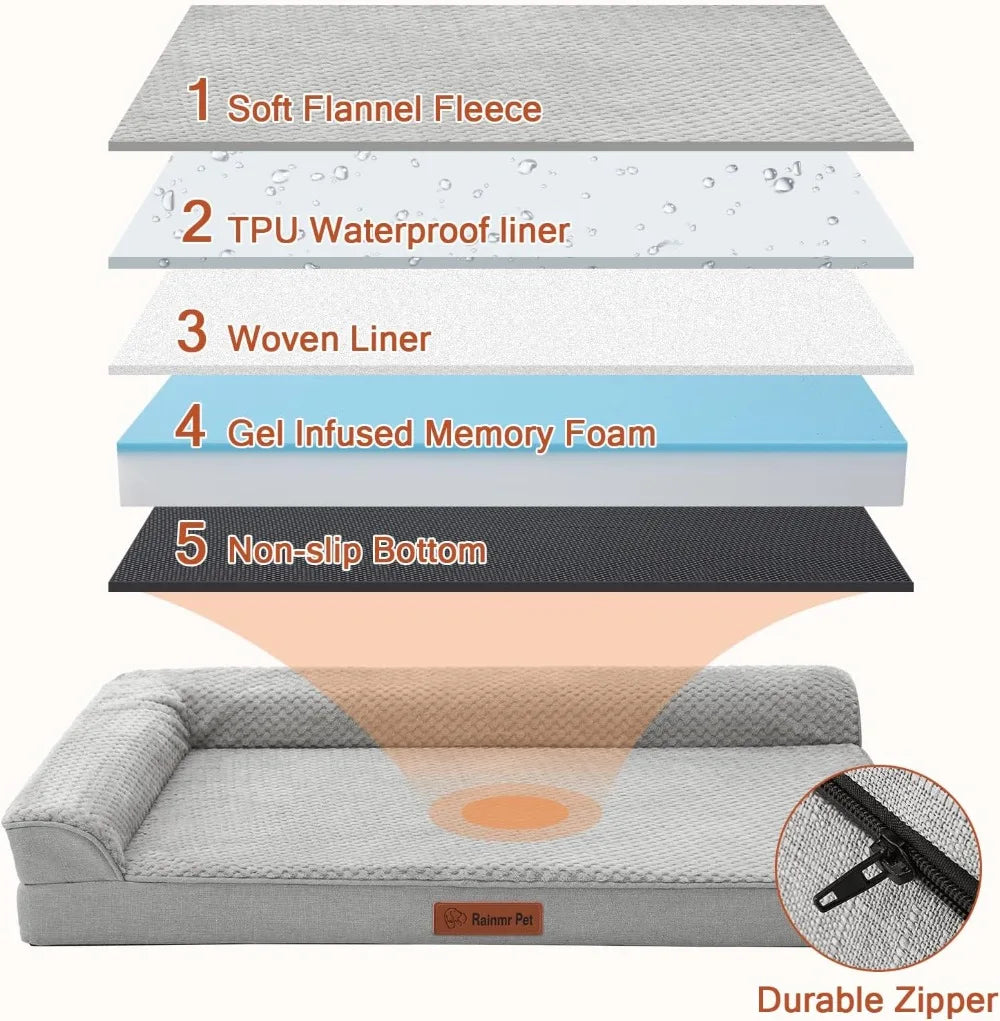 Medium Orthopedic Dog Bed, 35x23x6 Inches Memory Foam Pet Mattress with Washable Cover, Non-Slip Base - PetsiePaws Co.
