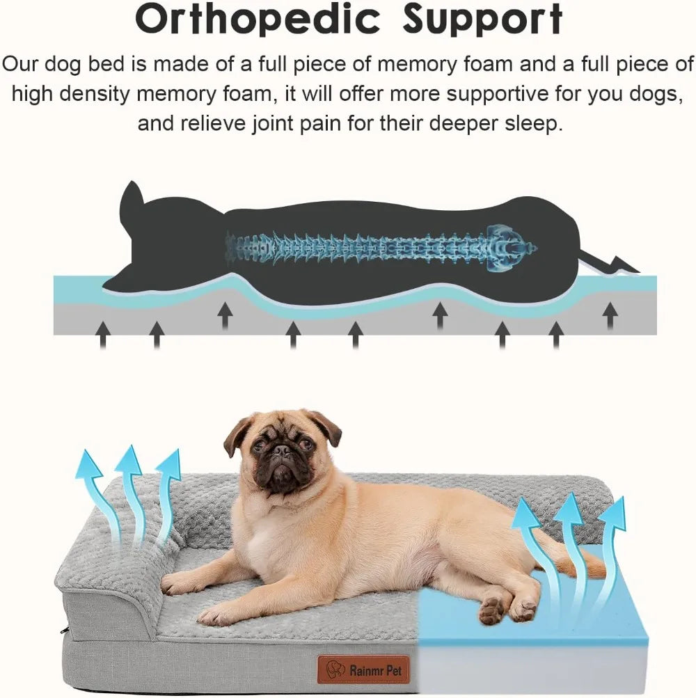 Medium Orthopedic Dog Bed, 35x23x6 Inches Memory Foam Pet Mattress with Washable Cover, Non-Slip Base - PetsiePaws Co.