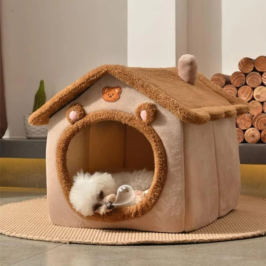 Foldable, Washable Pet House – Cozy Cave Bed for Cats & Puppies - PetsiePaws Co.
