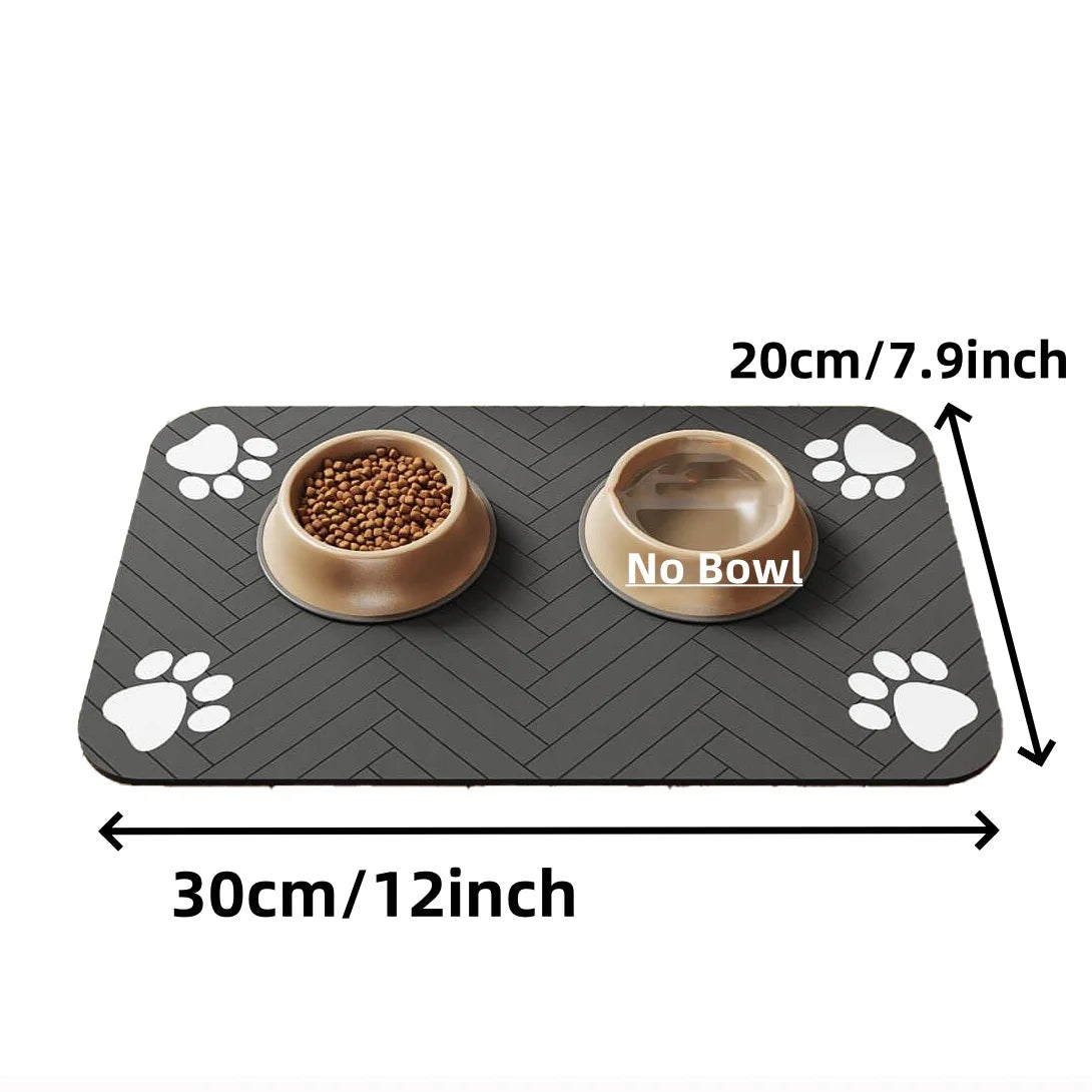 Black absorbent pet mat with non-slip rubber base