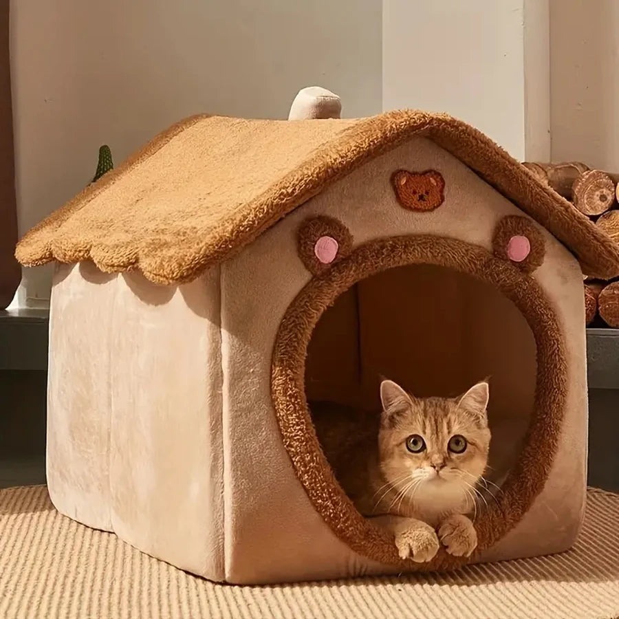 Foldable, Washable Pet House – Cozy Cave Bed for Cats & Puppies - PetsiePaws Co.