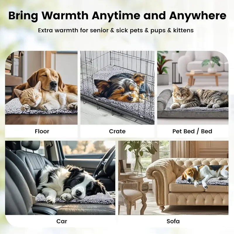Pet Self-Heating Blanket Pad Natural Body Heat Reflective Mat Washable for Small Medium Pets Winter Warm Home Travel Warm Cushio - PetsiePaws Co.