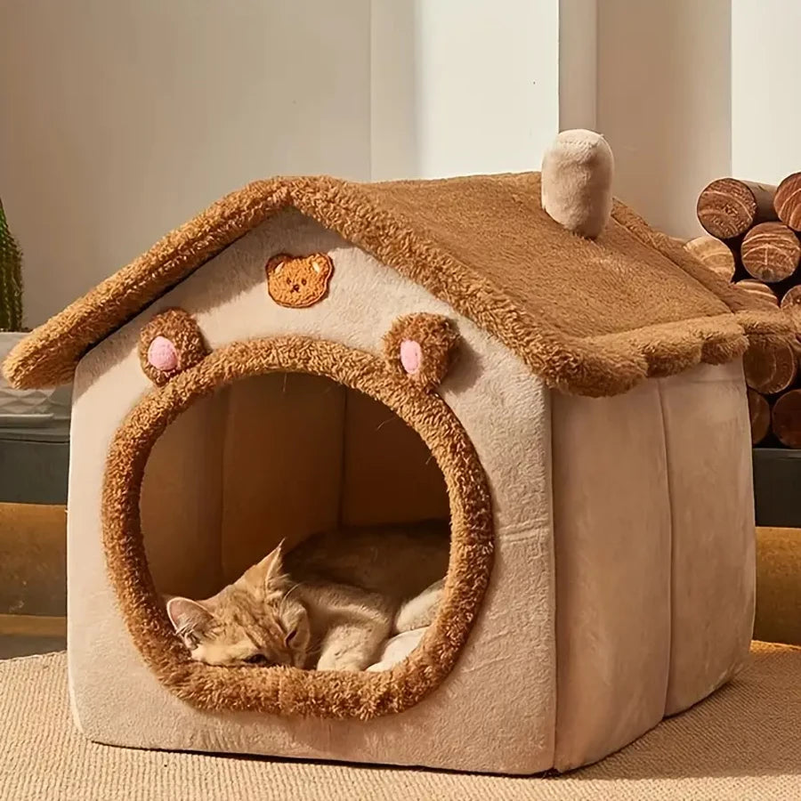 Foldable, Washable Pet House – Cozy Cave Bed for Cats & Puppies