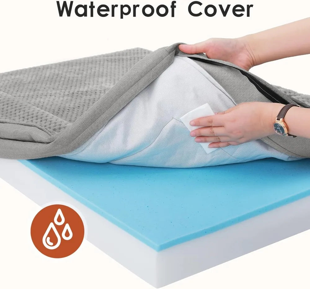 Medium Orthopedic Dog Bed, 35x23x6 Inches Memory Foam Pet Mattress with Washable Cover, Non-Slip Base - PetsiePaws Co.