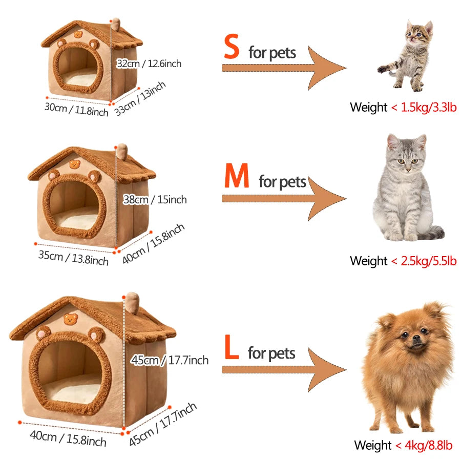 Foldable, Washable Pet House – Cozy Cave Bed for Cats & Puppies - PetsiePaws Co.