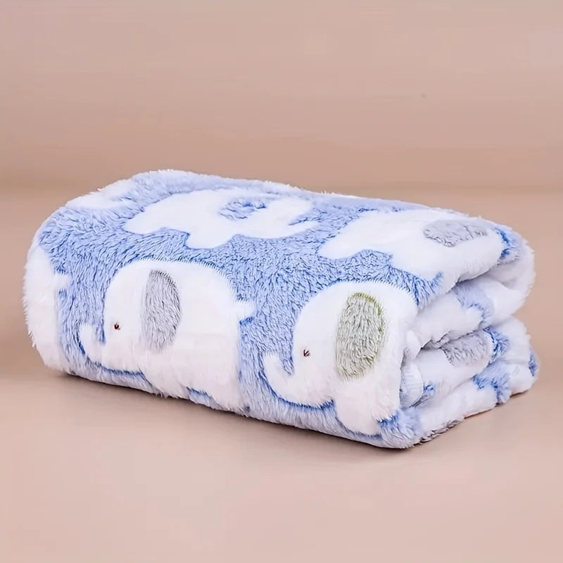 Soft and Cozy Cartoon Elephant Pet Blanket for Dogs and Cats Flannel Throw for Puppies and Kittens Universal Size Christmas Gift - PetsiePaws Co.