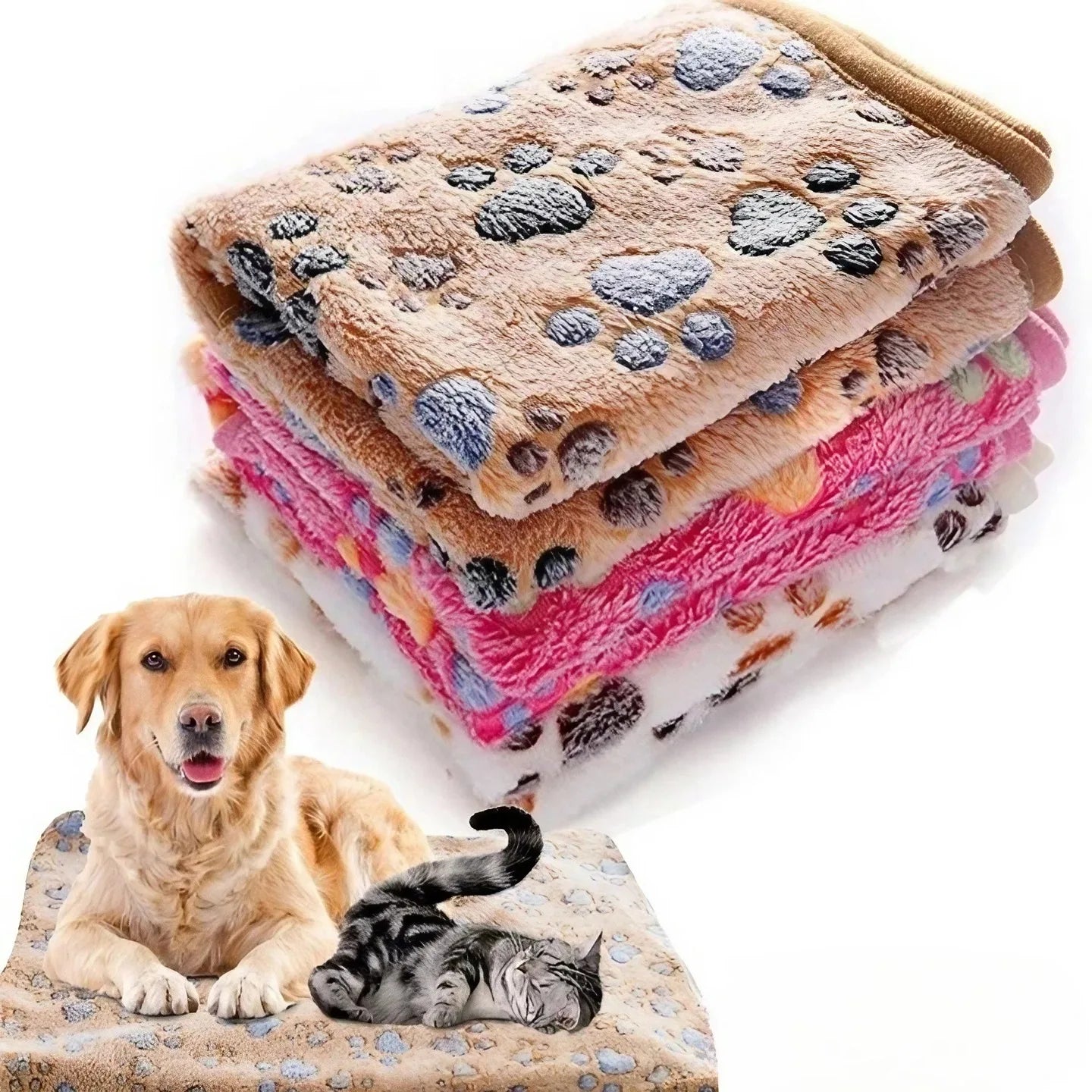 Soft Fluffy High Quality Pet Blanket Cute Cartoon Pattern Pet Mat Warm and Comfortable Blanket for Cat Dogs - PetsiePaws Co.