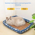 Cat Bad Linen Rattan Woven Cool Mat Pet Ice Pad Cartoon Teddy Bear Small Dog Bed Summer Cat Cooling Sleeping Pad for Winter - PetsiePaws Co.