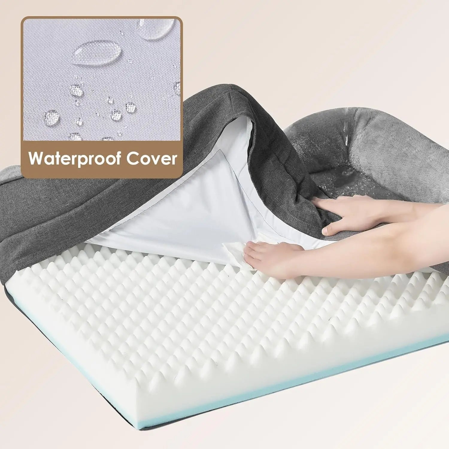 XL Memory Foam Dog Bed, Orthopedic Pet Sofa with Waterproof Liner & Removable Cover, 42x30x7.5 Inch, Grey - PetsiePaws Co.