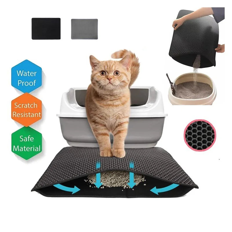 Waterproof Non-Slip Cat Litter Mat with Double Layer and Easy-to-Clean Design - PetsiePaws Co.