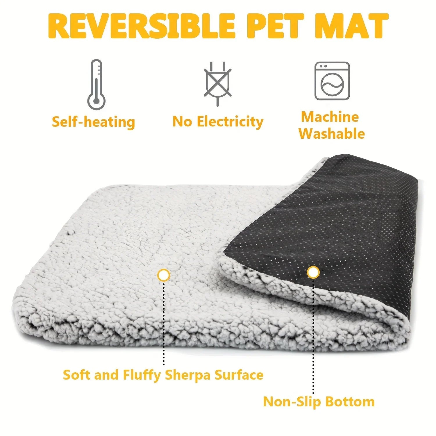 Pet Self-Heating Blanket Pad Natural Body Heat Reflective Mat Washable for Small Medium Pets Winter Warm Home Travel Warm Cushio - PetsiePaws Co.